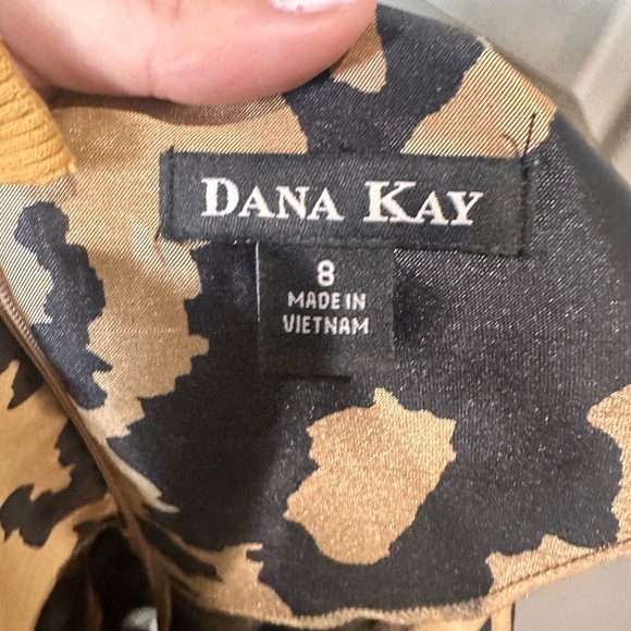 Gold Blazer with Leopard Print Dress Dana Kay Evenings Party Wedding Guest Suit - Picture 12 of 12